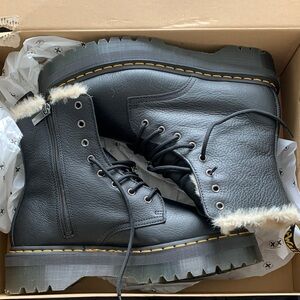 Dr. Martens Black Leather Boots with Fur Lining